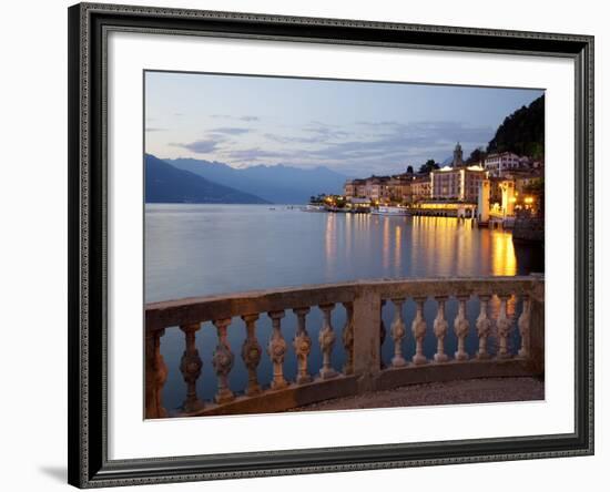 Promenade and Lake at Dusk, Bellagio, Lake Como, Lombardy, Italian Lakes, Italy, Europe-Frank Fell-Framed Photographic Print