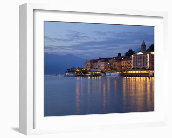 Promenade and Lake at Dusk, Bellagio, Lake Como, Lombardy, Italian Lakes, Italy, Europe-Frank Fell-Framed Photographic Print