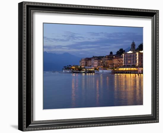 Promenade and Lake at Dusk, Bellagio, Lake Como, Lombardy, Italian Lakes, Italy, Europe-Frank Fell-Framed Photographic Print