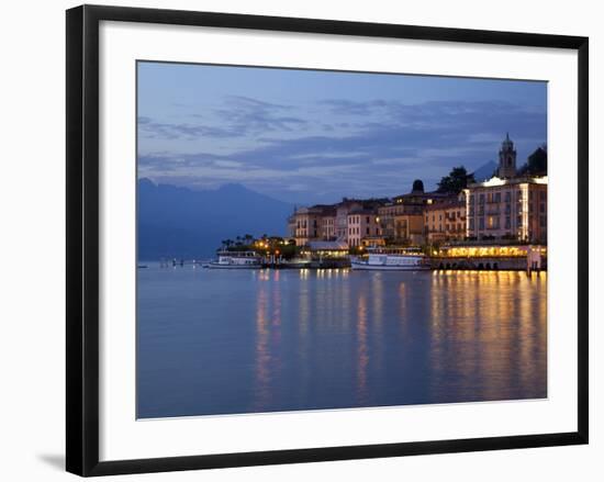 Promenade and Lake at Dusk, Bellagio, Lake Como, Lombardy, Italian Lakes, Italy, Europe-Frank Fell-Framed Photographic Print