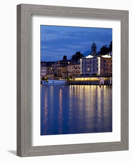 Promenade and Lake at Dusk, Bellagio, Lake Como, Lombardy, Italian Lakes, Italy, Europe-Frank Fell-Framed Photographic Print