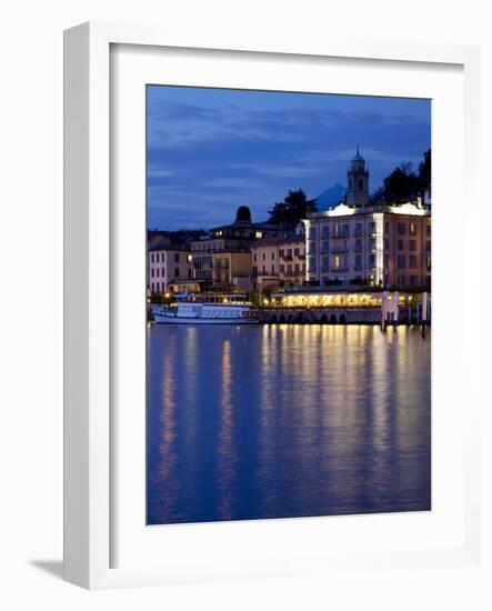 Promenade and Lake at Dusk, Bellagio, Lake Como, Lombardy, Italian Lakes, Italy, Europe-Frank Fell-Framed Photographic Print