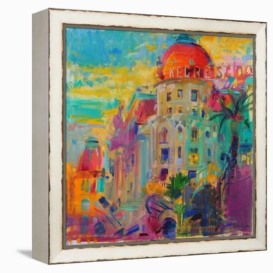 Promenade Des Anglais, Sunset, 2023 (Oil on Canvas)-Peter Graham-Framed Premier Image Canvas