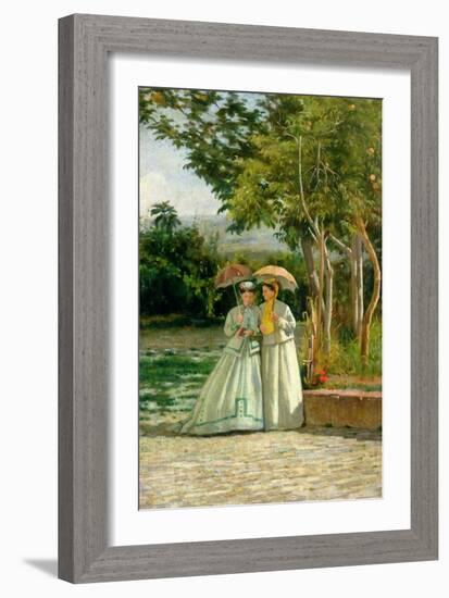 Promenade in a Garden-Silvestro Lega-Framed Giclee Print