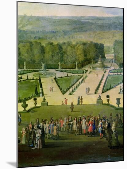 Promenade of Louis XIV by the Parterre Du Nord, Detail of Louis and His Entourage, circa 1688-Etienne Allegrain-Mounted Giclee Print