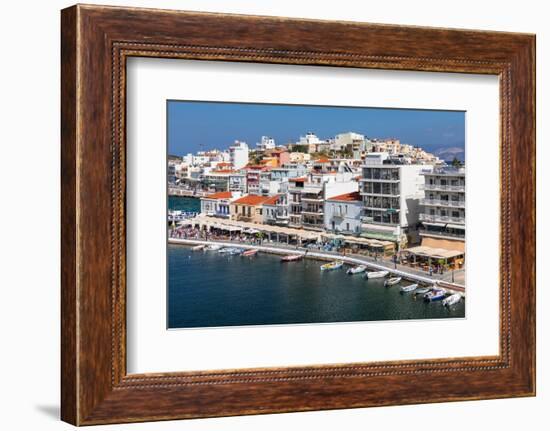 Promenade of Voulismeni Lake, Agios Nikolaos, Lasithi, Crete, Greek Islands, Greece, Europe-Markus Lange-Framed Photographic Print