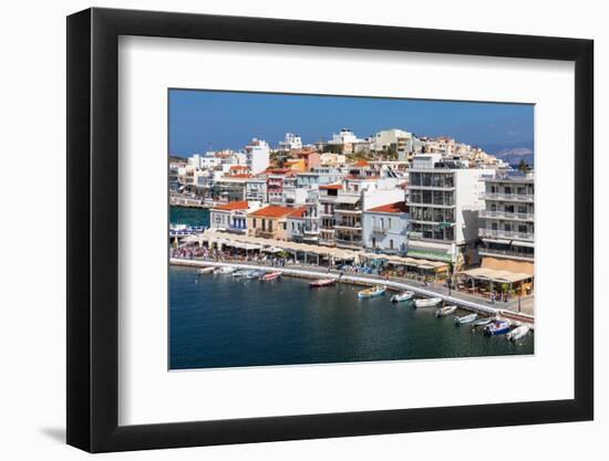 Promenade of Voulismeni Lake, Agios Nikolaos, Lasithi, Crete, Greek Islands, Greece, Europe-Markus Lange-Framed Photographic Print