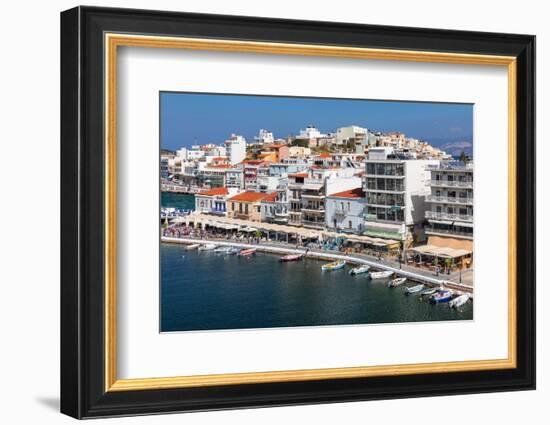 Promenade of Voulismeni Lake, Agios Nikolaos, Lasithi, Crete, Greek Islands, Greece, Europe-Markus Lange-Framed Photographic Print