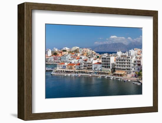 Promenade of Voulismeni Lake, Agios Nikolaos, Lasithi, Crete, Greek Islands, Greece, Europe-Markus Lange-Framed Photographic Print