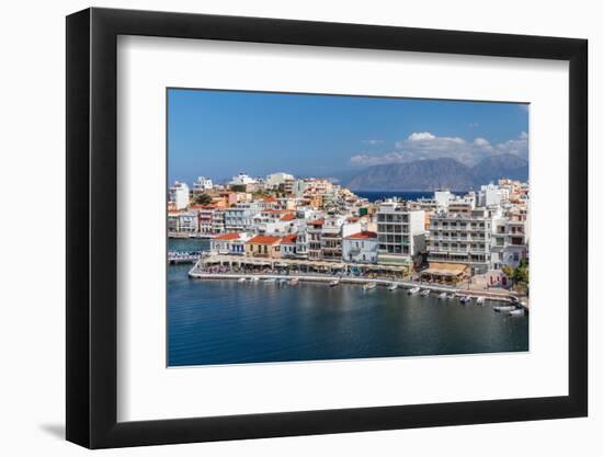 Promenade of Voulismeni Lake, Agios Nikolaos, Lasithi, Crete, Greek Islands, Greece, Europe-Markus Lange-Framed Photographic Print