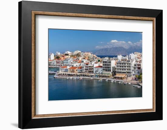 Promenade of Voulismeni Lake, Agios Nikolaos, Lasithi, Crete, Greek Islands, Greece, Europe-Markus Lange-Framed Photographic Print