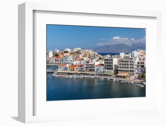 Promenade of Voulismeni Lake, Agios Nikolaos, Lasithi, Crete, Greek Islands, Greece, Europe-Markus Lange-Framed Photographic Print