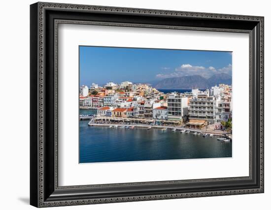 Promenade of Voulismeni Lake, Agios Nikolaos, Lasithi, Crete, Greek Islands, Greece, Europe-Markus Lange-Framed Photographic Print