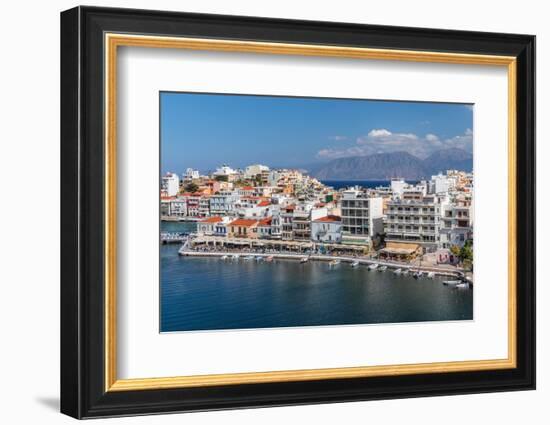 Promenade of Voulismeni Lake, Agios Nikolaos, Lasithi, Crete, Greek Islands, Greece, Europe-Markus Lange-Framed Photographic Print