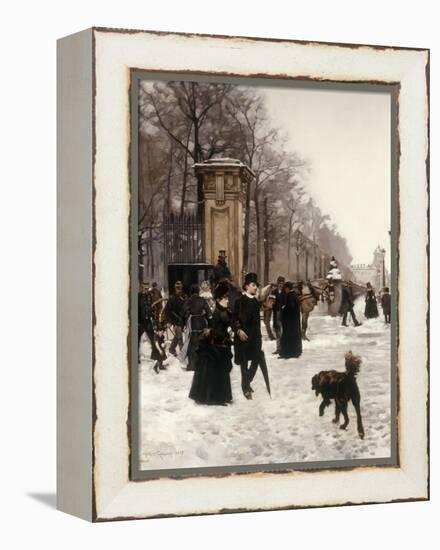 Promenade on a Winter Day, Brussels-Francois Gailliard-Framed Premier Image Canvas