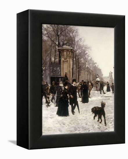 Promenade on a Winter Day, Brussels-Francois Gailliard-Framed Premier Image Canvas