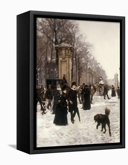 Promenade on a Winter Day, Brussels-Francois Gailliard-Framed Premier Image Canvas