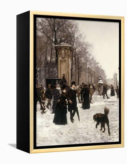 Promenade on a Winter Day, Brussels-Francois Gailliard-Framed Premier Image Canvas