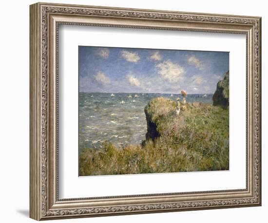 Promenade sur la falaise à Pourville-Claude Monet-Framed Giclee Print