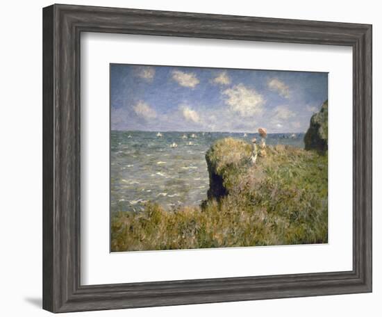 Promenade sur la falaise à Pourville-Claude Monet-Framed Giclee Print