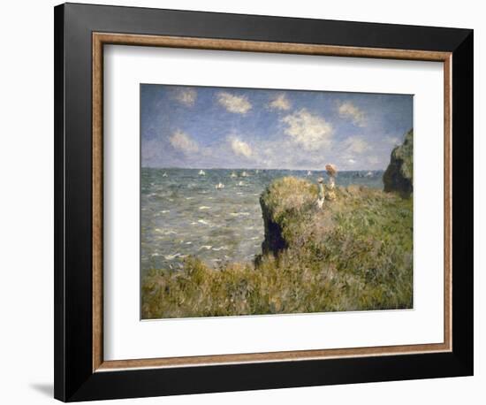 Promenade sur la falaise à Pourville-Claude Monet-Framed Giclee Print