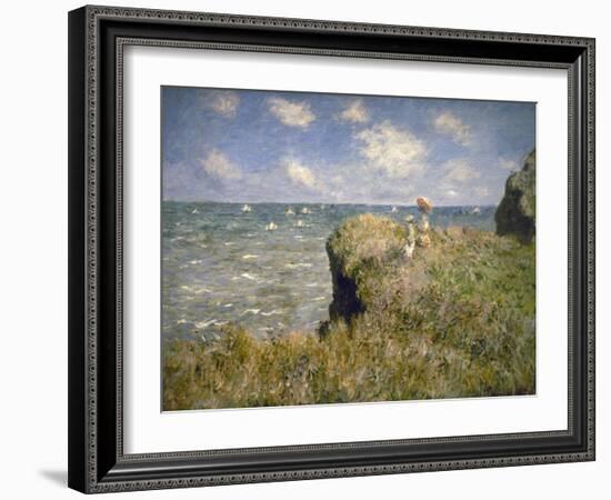 Promenade sur la falaise à Pourville-Claude Monet-Framed Giclee Print