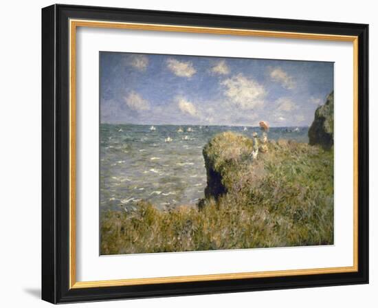 Promenade sur la falaise à Pourville-Claude Monet-Framed Giclee Print