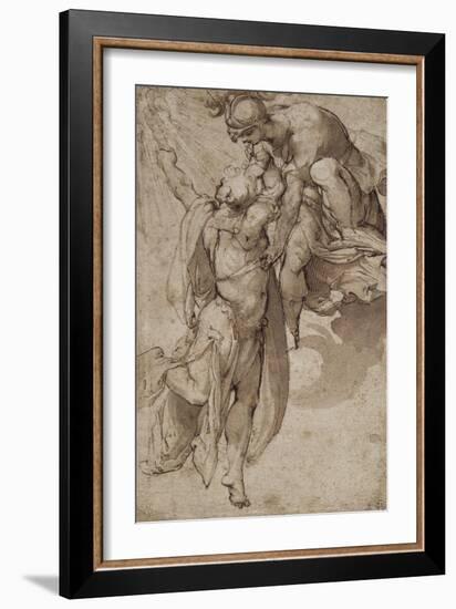 Prometheus, Aided by Minerva, Steals Fire from Heaven-Pellegrino Tibaldi-Framed Giclee Print