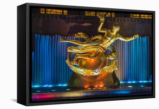 Prometheus Bronze Sculpture, Rockefeller Center, Manhattan, New York, USA-Stefano Politi Markovina-Framed Premier Image Canvas