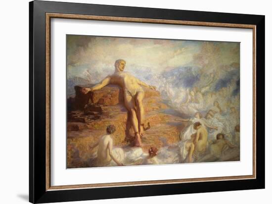 Prometheus Consoled by the Spirits of the Earth-George Spencer Watson-Framed Giclee Print