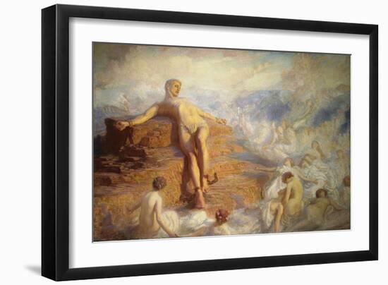 Prometheus Consoled by the Spirits of the Earth-George Spencer Watson-Framed Giclee Print