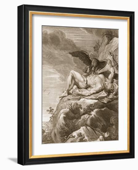 Prometheus Tortured by a Vulture, 1731 (Engraving)-Bernard Picart-Framed Giclee Print