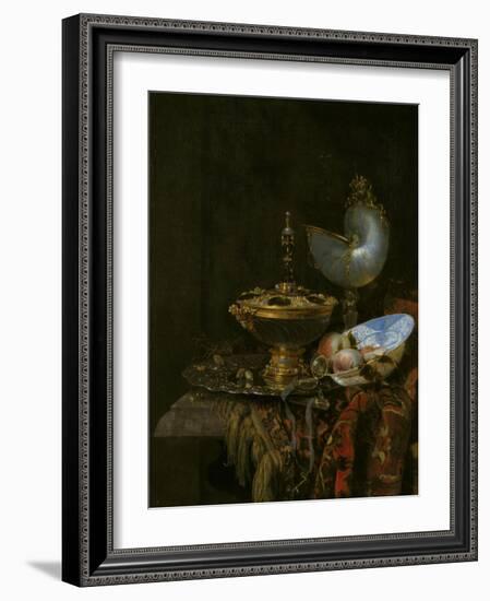 Pronk Still Life with Holbein Bowl, Nautilus Cup, Glass Goblet and Fruit Dish, 1678-Willem Kalf-Framed Giclee Print