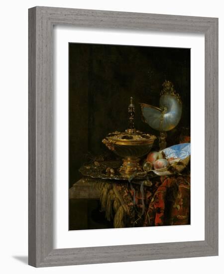 Pronkstilleven  Nature Morte Au Bol Holbein, Gobelet De Nautile, Coupe Et Saladier (Pronk Still Li-Willem Kalf-Framed Giclee Print