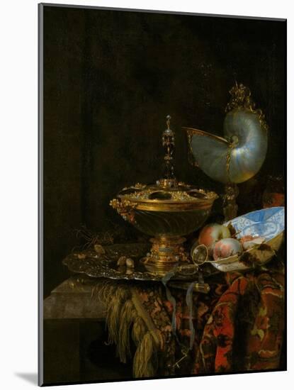 Pronkstilleven  Nature Morte Au Bol Holbein, Gobelet De Nautile, Coupe Et Saladier (Pronk Still Li-Willem Kalf-Mounted Giclee Print