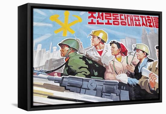 Propaganda Poster, Wonsan City, Democratic People's Republic of Korea (DPRK), North Korea, Asia-Gavin Hellier-Framed Premier Image Canvas