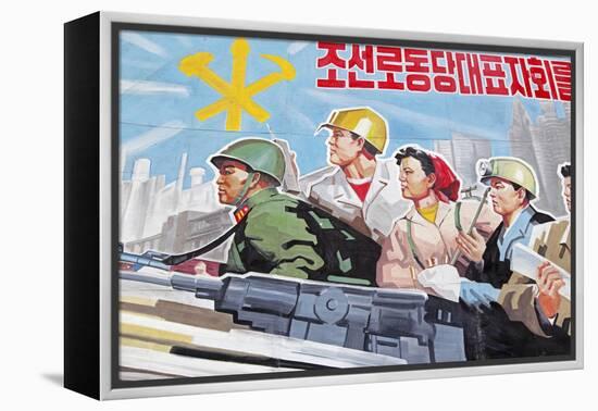 Propaganda Poster, Wonsan City, Democratic People's Republic of Korea (DPRK), North Korea, Asia-Gavin Hellier-Framed Premier Image Canvas