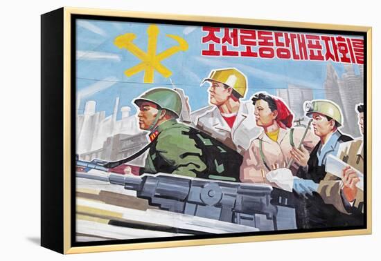 Propaganda Poster, Wonsan City, Democratic People's Republic of Korea (DPRK), North Korea, Asia-Gavin Hellier-Framed Premier Image Canvas