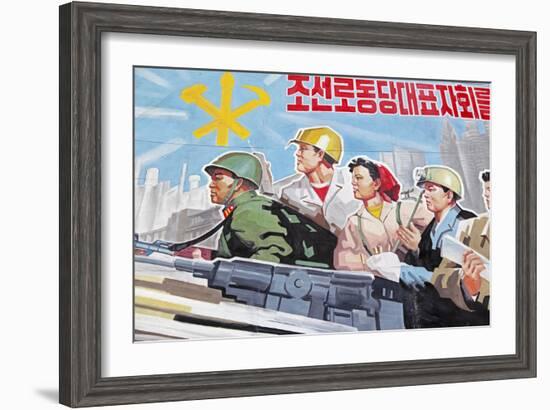 Propaganda Poster, Wonsan City, Democratic People's Republic of Korea (DPRK), North Korea, Asia-Gavin Hellier-Framed Photographic Print