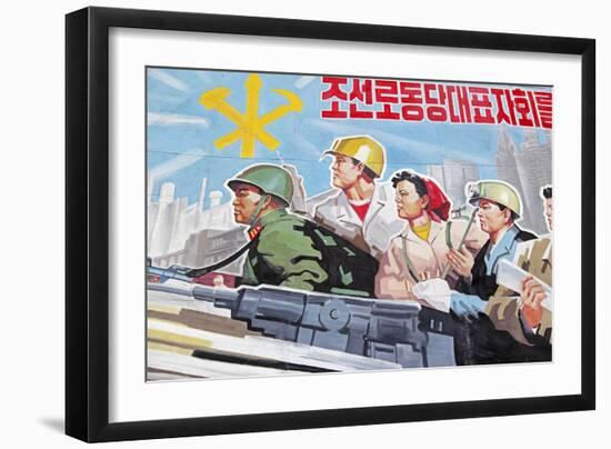 Propaganda Poster, Wonsan City, Democratic People's Republic of Korea (DPRK), North Korea, Asia-Gavin Hellier-Framed Photographic Print