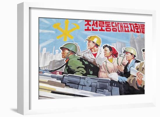 Propaganda Poster, Wonsan City, Democratic People's Republic of Korea (DPRK), North Korea, Asia-Gavin Hellier-Framed Photographic Print