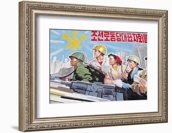 Propaganda Poster, Wonsan City, Democratic People's Republic of Korea (DPRK), North Korea, Asia-Gavin Hellier-Framed Photographic Print