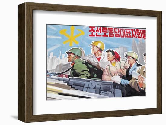 Propaganda Poster, Wonsan City, Democratic People's Republic of Korea (DPRK), North Korea, Asia-Gavin Hellier-Framed Photographic Print