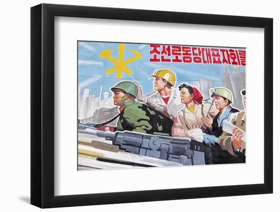 Propaganda Poster, Wonsan City, Democratic People's Republic of Korea (DPRK), North Korea, Asia-Gavin Hellier-Framed Photographic Print