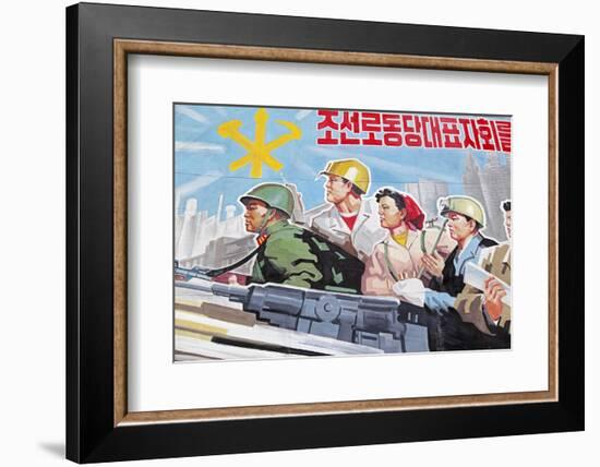 Propaganda Poster, Wonsan City, Democratic People's Republic of Korea (DPRK), North Korea, Asia-Gavin Hellier-Framed Photographic Print