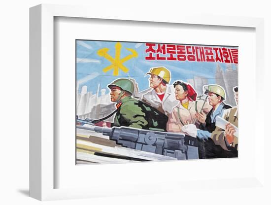 Propaganda Poster, Wonsan City, Democratic People's Republic of Korea (DPRK), North Korea, Asia-Gavin Hellier-Framed Photographic Print