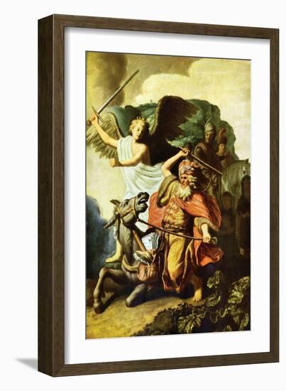 Prophet Balaam and the Donkey-Rembrandt van Rijn-Framed Art Print