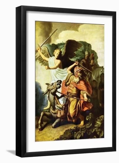 Prophet Balaam and the Donkey-Rembrandt van Rijn-Framed Art Print