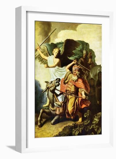 Prophet Balaam and the Donkey-Rembrandt van Rijn-Framed Art Print