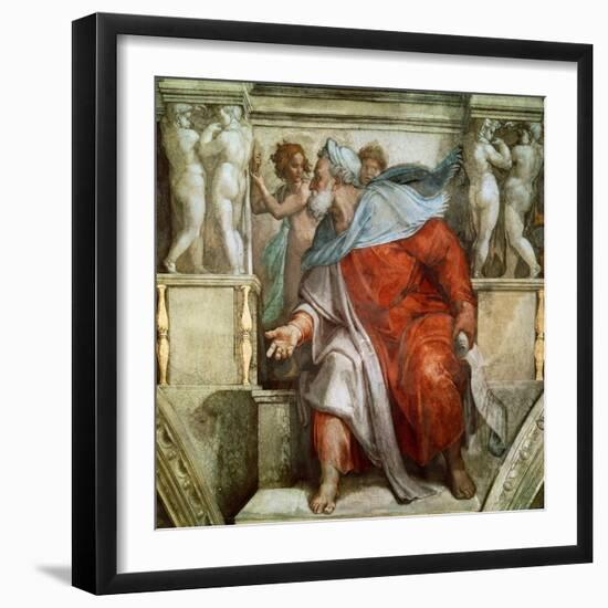 Prophet Ezekiel, 1508-12 (Fresco)-Michelangelo Buonarroti-Framed Giclee Print